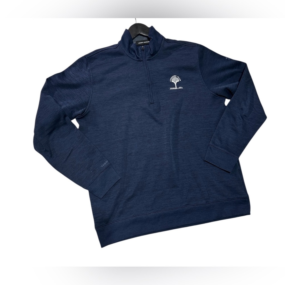 Under Armour Men's Navy Heather 1/4 Zip Up Top With Country Club Logo In Size L